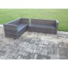 Fimous Dark Grey Mixed PE Rattan Corner Sofa Set Outdoor Garden Furniture Oblong Coffee Table Chair