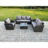 Fimous Rattan Garden Furniture 4 Piece Patio Set With Table Sofa Square Coffee Table Reclining Chair Loveseat sofa