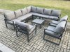 Fimous Outdoor Garden Furniture Patio Lounge Corner Sofa Aluminium Set with Square Coffee Table 3 Pcs Arm Chairs Dark Grey