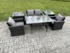 Fimous PE Wicker Outdoor Garden Furniture Set Patio Furniture Rattan Rectangular Dining Table Lounge Sofa with 2 Side Tables