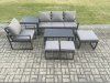 Fimous Aluminium 7 Pieces Garden Furniture Sofa Set with Cushions 7 Seater Outdoor Patio Set with Armchair 3 Footstools Side Table Dark Grey