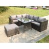 Fimous 7 Seater Grey Rattan Sofa Dining Set Table Garden Furniture Outdoor