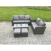 Fimous 7 Seater Outdoor Rattan Garden Furniture Set with Patio Lounge Sofa Set with Rectangular Coffee Table 2 Small Footstools Dark Grey Mixed