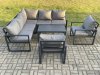 Fimous Aluminium Outdoor Garden Furniture Set Lounge Sofa Oblong Coffee Table Sets with 2 Pcs Chair Indoor Conservatory Set Dark Grey