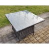 Fimous PE Rattan Outdoor Square Dining Table Garden Furniture Accessory Clear Tempered Glass
