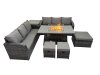Fimous Garden Outdoor Rattan Furniture Set Rattan 3 Seater Sofa with 3 Stools Side Table Dark Grey Mixed