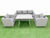 Fimous Outdoor PE Rattan Sofa Armchair Set Patio Garden Furniture Sets with Cushions Light Grey 5 Pieces
