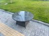 Fimous 7-Piece PE Rattan Garden Furniture 6 Seater Garden Big Round Table and Chairs for Patio Dark Grey Mixed