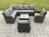 Fimous 8 Seater Outdoor Garden Furniture Set Wicker PE Rattan Corner Sofa Set with Square Coffee Table 2 Armchairs Dark Grey Mixed