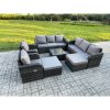 Fimous 10 Seater Outdoor Rattan Garden Furniture Set Conservatory Patio Sofa Coffee Table With 2 Big Footstool Dark Grey Mixed