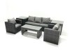 Fimous Rattan Garden Furniture Set Outdoor Lounger Sofa with Coffee Table 2 Armchair 2 Side Tables Dark Grey Mixed
