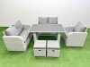 Fimous Rattan Sofa Outdoor Furniture with Dining Table,Love Sofa,2 Small Stools Patio Furniture Light Grey 7 Seater