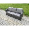 Fimous 10 Seater Garden Furniture Set Rattan Outdoor Lounge Sofa Chair With Tempered Glass Table 3 Footstools Side Table Dark Grey Mixed