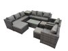 Fimous 11 Seater Garden Outdoor Rattan Furniture Set Patio Corner Sofa Rectangular Coffee Table with 3 Stools Dark Grey