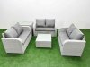 Fimous 6 Seater PE Wicker Rattan Furniture Sofa Sets with Square Coffee Table 2 Seater Love Sofa Side Table Light Grey