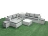 Fimous Rattan Garden Outdoor Furniture Set 9 Seater Rattan Garden Sofa Set with 3 Footstools Side Table Light Grey Mixed