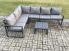 Fimous Aluminium Garden Furniture Set Outdoor Lounge Corner Sofa Square Coffee Table Sets Dark Grey 6 Seater