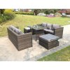 Fimous 8 Seater Lounge Rattan Sofa Dining Table Outdoor Garden Furniture