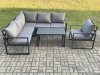 Fimous Aluminium Outdoor Garden Furniture Set Lounge Sofa Oblong Coffee Table Sets with Chair Indoor Conservatory Set Dark Grey