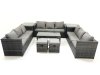 Fimous Outdoor Garden Furniture Set 11 Seater Rattan Sofa Set with Coffee Table 2 Small Footstools 2 Side Tables Dark Grey Mixed