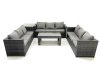 Fimous Outdoor Garden Furniture Set 9 Seater Rattan Sofa Set with Coffee Table Side Table Dark Grey Mixed