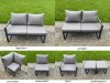 Fimous 7 Piece L-shaped Garden Furniture Set 8-Seater Aluminium Outdoor Dining Set with Adjustable Rising Lifting Dining Table Dark Grey