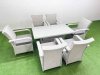 Fimous Outdoor Rattan Garden Furniture Set Patio 6 Chairs Plus Height adjustable dining table Sets Light Grey Mixed