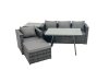 Fimous Rattan Dining Table Sofa Armchair Set with Side Table Big Footstool Outdoor Garden Furniture Set Dark Grey Mixed