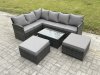 Fimous 8 Seater Rattan Lounge Corner Sofa Set Wicker PE Outdoor Garden Furniture Set with Coffee Table 2 Big Fotstools Dark Grey Mixed