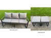 Fimous 6 Pieces Garden Furniture Set Aluminium Adjustable Rising Lifting Dining Table and Sofa Set with 2 Side Tables Big Footstool Dark Grey