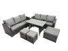 Fimous Garden Rattan Outdoor Furniture Set 9 Seater with 3 Seater Sofa 3 Stools Dark Grey