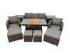 Fimous Garden Outdoor Rattan Furniture Set Rattan Reclining Chair 3 Seater Sofa with 4 Stools 2 Side Tables Dark Grey Mixed