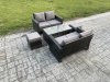Fimous 5 Pieces Garden Furniture Sets Poly Rattan Outdoor Patio Furniture PE Wicker Furniture Set with 2 Small Footstool Loveseat and Table for Garden Backyard Dark Grey Mixed
