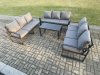 Fimous Aluminium 9 Seater Outdoor Garden Furniture Set Lounge Sofa Oblong Coffee Table Sets with Cushions Dark Grey