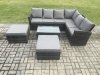 Fimous Wicker PE Outdoor Garden Furniture Set High Back Rattan Corner Sofa Set with Rectangular Coffee Table 2 Big Footstool