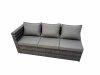 Fimous Outdoor PE Rattan Garden Furniture Sofa Set with Square Coffee Table Big Stool Dark Grey