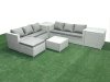 Fimous Rattan Garden Outdoor Furniture Set 7 Seater Rattan Garden Sofa Set with Big Footstool 2 Side Tables Light Grey Mixed