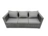 Fimous Rattan Dining Table Sofa Set with 2 Side Tables Big Footstool Outdoor Garden Furniture Set Dark Grey Mixed