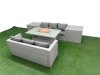 Fimous PE Rattan Lounge Sofa Set Outdoor Garden Furniture Set with Firepit Dining Table 3 Seater Sofa 2 Side Table Light Grey