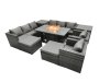 Fimous Rattan Garden Furniture Firepit Dining Set 10 Seater Lounge Sofa Table Set with 2 side table 2 big Footstool