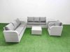 Fimous 7 Seater Poly Rattan Outdoor Garden Furniture Square Coffee Table Sofa Set Patio 3 Seater Sofa Reclining Chair 3 Seater Sofa 2 Side Table Light Grey