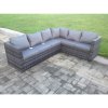 Fimous Rattan Corner Sofa Set Rectangular Oblong Coffee Table Outdoor Garden Furniture In Grey Mix 6 Seater With Seat And Back Cushion Right Hand