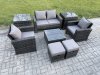 Fimous Rattan Wicker Garden Furniture Patio Conservatory Sofa Set with Square Coffee Table Armchair 2 Seater Sofa 2 Small Footstools 2 Side Tables