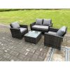Fimous 4 Seater Dark Grey Mixed High Back Rattan Sofa Set Square Coffee Table Garden Furniture Outdoor Patio