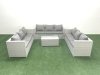 Fimous Rattan Garden Outdoor Furniture Set 9 Seater Garden Sofa Coffee Table Set Light Grey Mixed