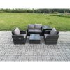 Fimous Wicker PE Rattan Garden Furniture Set Outdoor Lounge Sofa Set with Love Sofa Square Coffee Table Side Table Dark Grey Mixed