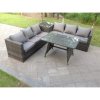 Fimous 6 Seater Grey Rattan Sofa Dining Set 2 Tables Garden Furniture Outdoor