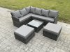 Fimous 8 Seater Outdoor Garden Furniture Set Wicker PE Rattan Corner Sofa Set with Square Coffee Table 2 Big Footstool Dark Grey Mixed