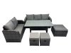 Fimous 8 Seat Outdoor Wicker PE Rattan Garden Furniture Set Dining Table Sofa Sets with 3 Stools Dark Grey Mixed