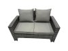 Fimous PE Rattan Garden Furniture Set Lounge Double Seat Sofa Coffee Table Set with 2 Side Tables Dark Grey MixedMixed